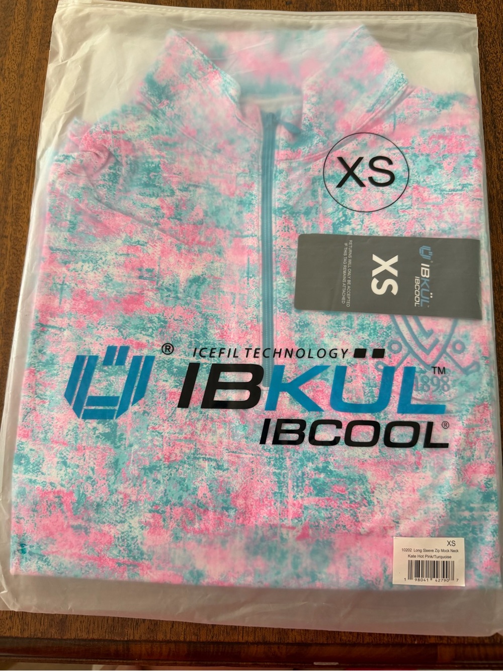 IBKUL Pink & Teal Performance Long Sleeve Top - XS
